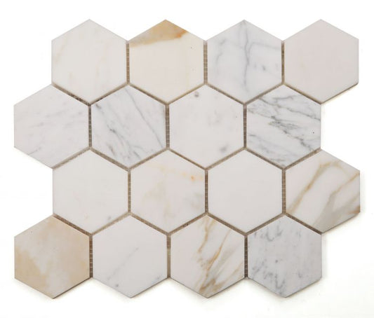 Hexagon Calacatta Gold Honed 3 x 3 10 x 11.5