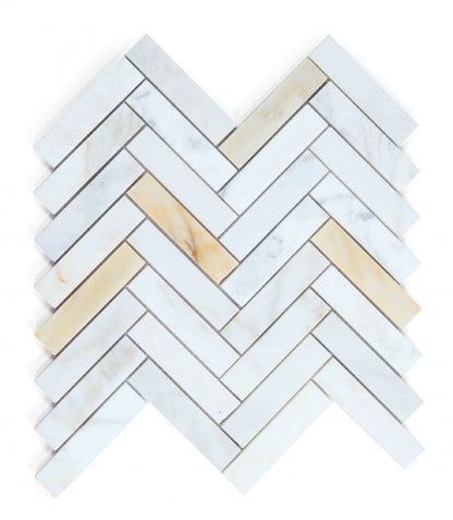 Herringbone Calacatta Gold Honed 11.25 x 11.25