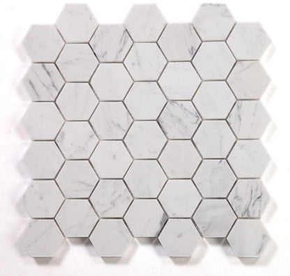 Hexagon Calacatta White Honed 2 x 2 11.75 x 12