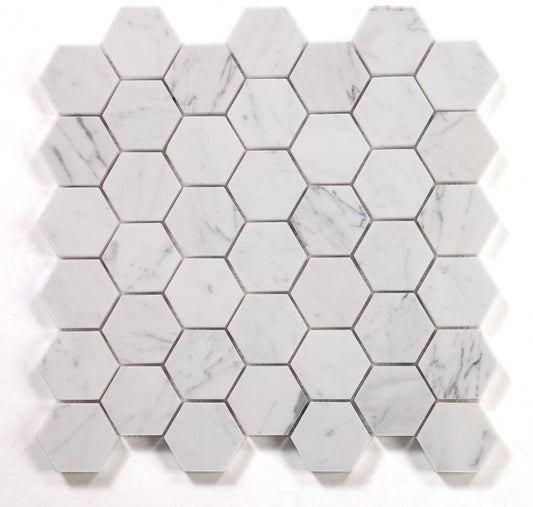 Hexagon Calacatta White Honed 2 x 2 11.75 x 12