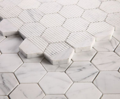 Hexagon Calacatta White Honed 2 x 2 11.75 x 12
