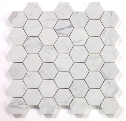 Hexagon Calacatta White Polished 2 x 2 11.75 x 12
