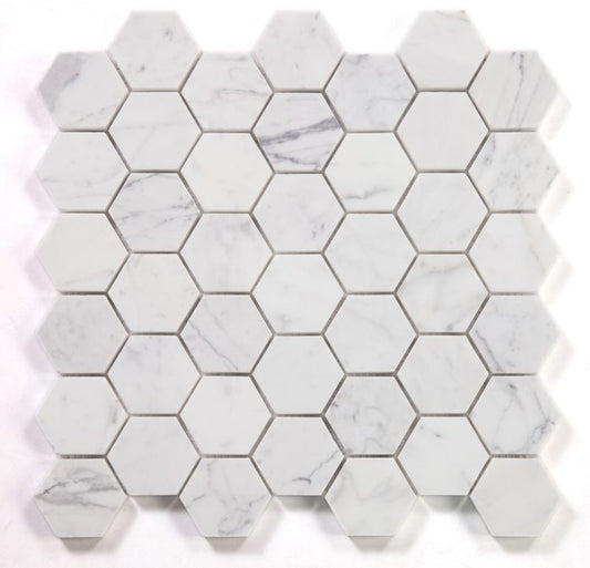 Hexagon Calacatta White Polished 2 x 2 11.75 x 12