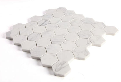 Hexagon Calacatta White Polished 2 x 2 11.75 x 12