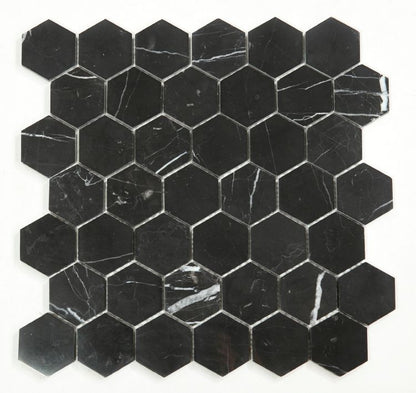 Hexagon Marquina Polished 2 x 2 11.75 x 11.75