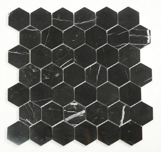Hexagon Marquina Polished 2 x 2 11.75 x 11.75