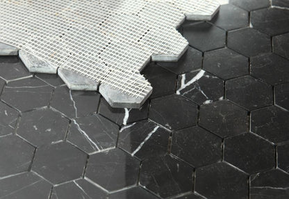 Hexagon Marquina Polished 2 x 2 11.75 x 11.75