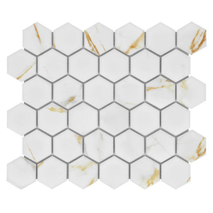 Hulu Hexagon Calacatta Matte 2 x 2 11 x 12.75