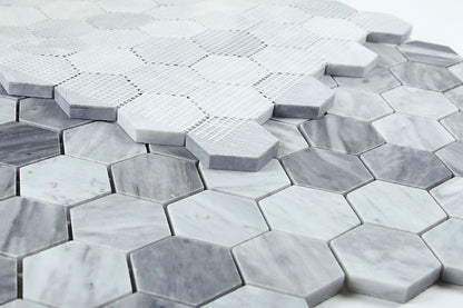 Hexagon Mix Grey Honed 2 x 2 11.75 x 12