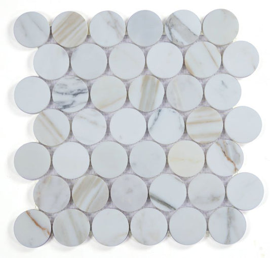 Penny Marble Large Calacatta Polished 2 x 2 11.75 x 12