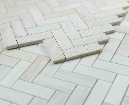 Herringbone Wooden White Honed 12 x 12.75