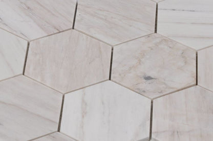 Hexagon Wooden White Honed 4 x 4 12 x 13.75