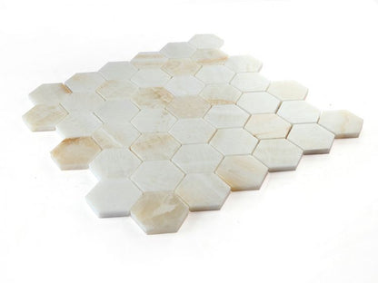 Hexagon Onyx Ivory Honed 2 x 2 11.75 x 12