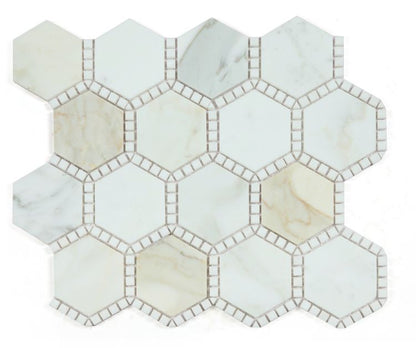 Hexagon Deco Calacatta Gold Honed 10.75 x 12.5